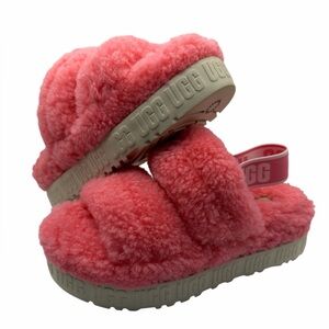 LIKE NEW UGG Women's Oh Fluffita Platform Slippers Pink Fuzzy‎ Size 6